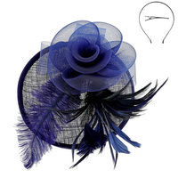 WOMEN'S TILT MESH FLOWER FEATHERED FASCINATOR