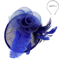 WOMEN'S TILT MESH FLOWER FEATHERED FASCINATOR