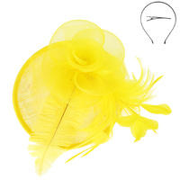 WOMEN'S TILT MESH FLOWER FEATHERED FASCINATOR