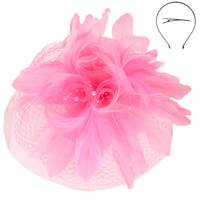 LRG FEATHERED FLORAL FASCINATOR