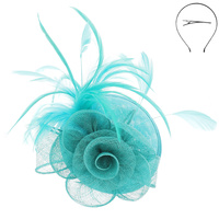 KENTUCKY DERBY SOUTHERN STYLE VEILED SINAMAY FASCINATOR HEADPIECE 3-PIECE DECORATIVE DETACHABLE HEADBAND INCLUDES HEADBAND AND C