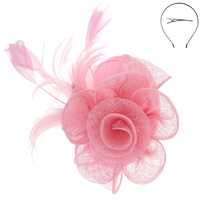 KENTUCKY DERBY SOUTHERN STYLE VEILED SINAMAY FASCINATOR HEADPIECE 3-PIECE DECORATIVE DETACHABLE HEADBAND INCLUDES HEADBAND AND C