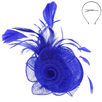 KENTUCKY DERBY SOUTHERN STYLE VEILED SINAMAY FASCINATOR HEADPIECE 3-PIECE DECORATIVE DETACHABLE HEADBAND INCLUDES HEADBAND AND C