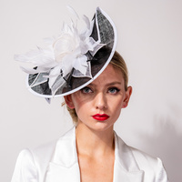 FEATHER CONTRAST TWO TONE FOLDED FASCINATOR WITH HEADBAND AND CLIP