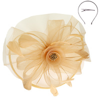 FLORAL ORGANZA MESH RIBBON FASCINATOR