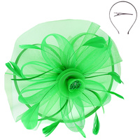 FLORAL ORGANZA MESH RIBBON FASCINATOR