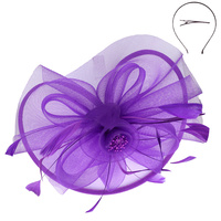 FLORAL ORGANZA MESH RIBBON FASCINATOR