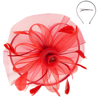 FLORAL ORGANZA MESH RIBBON FASCINATOR