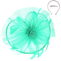 FLORAL ORGANZA MESH RIBBON FASCINATOR