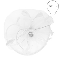 FLORAL ORGANZA MESH RIBBON FASCINATOR