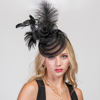 FLORAL FEATHERED MESH FASCINATOR WITH HAIR CLIP