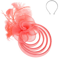 FLORAL FEATHERED MESH FASCINATOR WITH HAIR CLIP