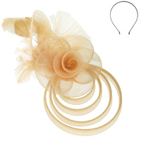 FLORAL FEATHERED MESH FASCINATOR WITH HAIR CLIP