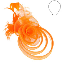 FLORAL FEATHERED MESH FASCINATOR WITH HAIR CLIP