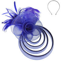 FLORAL FEATHERED MESH FASCINATOR WITH HAIR CLIP