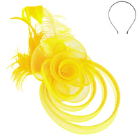 FLORAL FEATHERED MESH FASCINATOR WITH HAIR CLIP