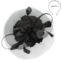 FLORAL FEATHERED ORGANZA MESH FASCINATOR