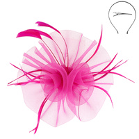 FLORAL FEATHERED SHEER MESH FASCINATOR