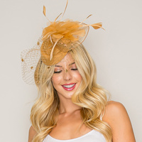 FLORAL FEATHERED ROUND PILLBOX FASCINATOR