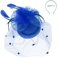 FLORAL FEATHERED ROUND PILLBOX FASCINATOR