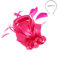 FEATHERED LOOPY BOW DISC FASCINATOR