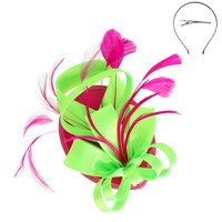 FEATHERED LOOPY BOW DISC FASCINATOR