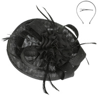 EUROPEAN STYLE FLORAL FEATHERED SINAMAY FASCINATOR