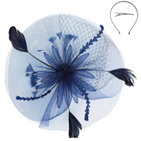 FLORAL FEATHERED VEIL MESH FASCINATOR