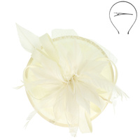 FLORAL FEATHERED LOOPY BOW DISC FASCINATOR