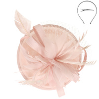 FLORAL FEATHERED LOOPY BOW DISC FASCINATOR