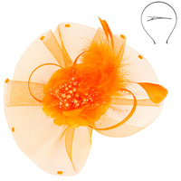 FLORAL FEATHERED LOOPY BOW FASCINATOR