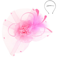 FLORAL FEATHERED LOOPY BOW FASCINATOR