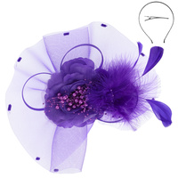 FLORAL FEATHERED LOOPY BOW FASCINATOR