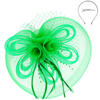 FLORAL FEATHER LOOPY BOW MESH FASCINATOR