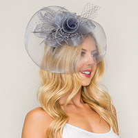 FLORAL FEATHER LOOPY BOW MESH FASCINATOR