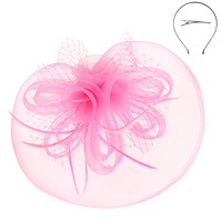 FLORAL FEATHER LOOPY BOW MESH FASCINATOR