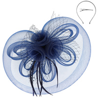 FLORAL FEATHER LOOPY BOW MESH FASCINATOR