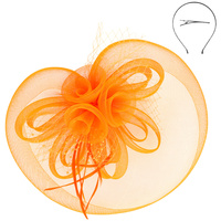 FLORAL FEATHER LOOPY BOW MESH FASCINATOR