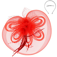 FLORAL FEATHER LOOPY BOW MESH FASCINATOR