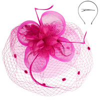 FLORAL FEATHERED ROUND FASCINATOR