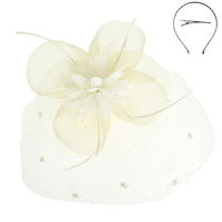 FLORAL FEATHERED ROUND FASCINATOR