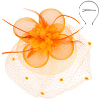 FLORAL FEATHERED ROUND FASCINATOR