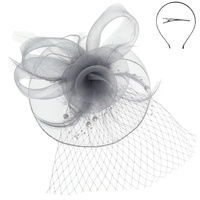 FLORAL FEATHERED ROUND FASCINATOR