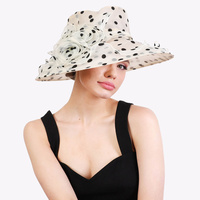 LARGE BRIM ORGANZA POLKA DOT CHURCH HAT