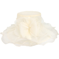 FLORAL SATIN TRIM WIDE BRIM ORGANZA HAT