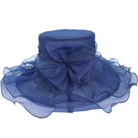 FLORAL SATIN TRIM WIDE BRIM ORGANZA HAT