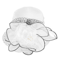 FLORAL ORGANZA DOWN BRIM CLOCHE BRAID HAT