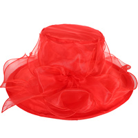 FLORAL SATIN TRIM WIDE BRIM ORGANZA HAT