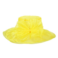 YELLOW ELEGANT DRESSY HAT WITH ROSE CENTER PIECE