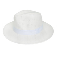 FEDORA PANAMA UPTURN PAPER BRAID WIDE BRIM BELTED HAT